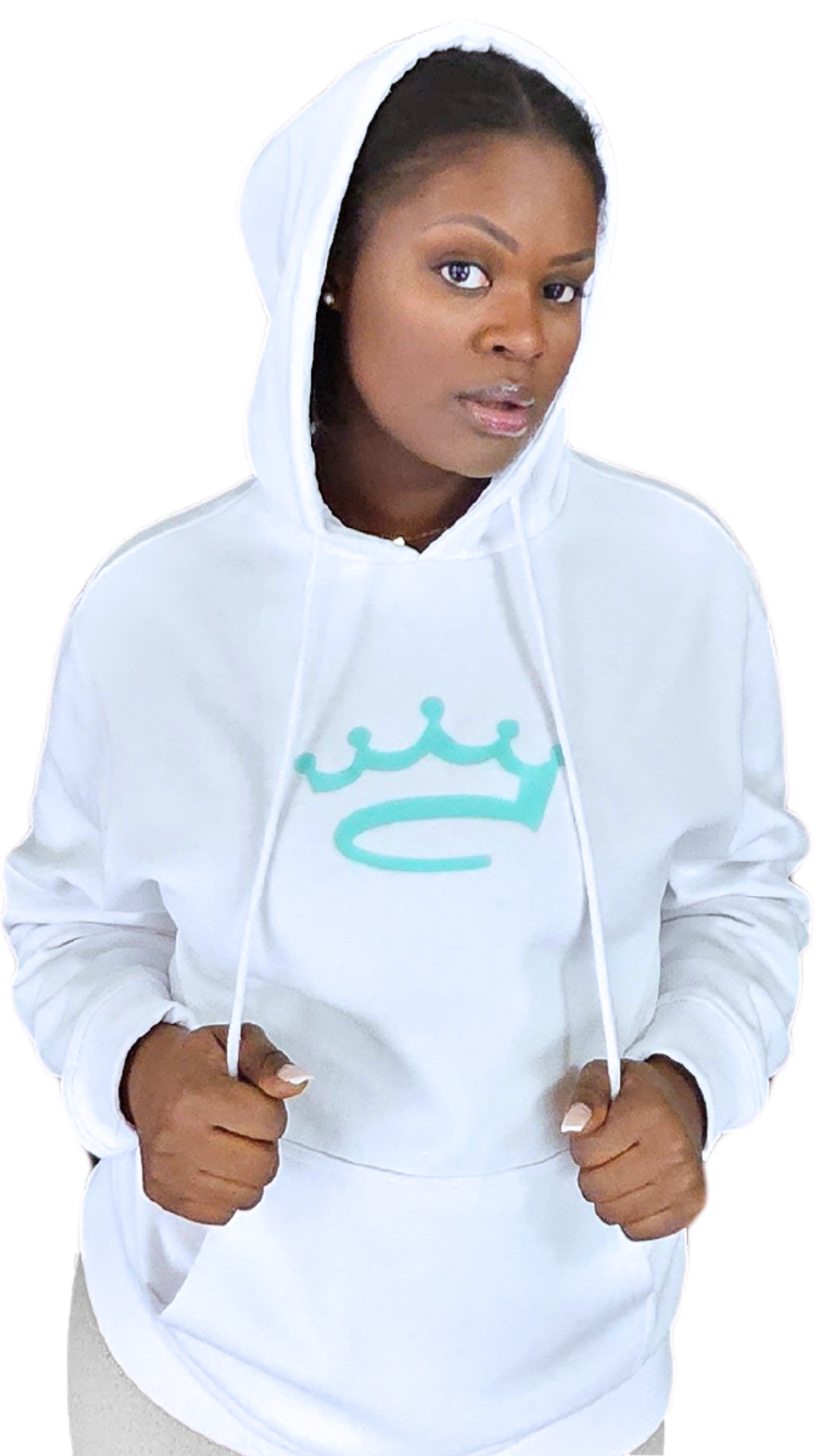 White 2025 female hoodie